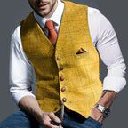 Casual Lapel Plaid Slim Fit Men's Vest Vest