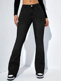 Women's Slim-fit Jeans Pants With Flared Design Fashion Casual High Waist Stretch Trousers