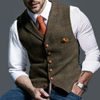 Casual Lapel Plaid Slim Fit Men's Vest Vest