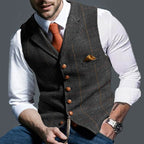 Casual Lapel Plaid Slim Fit Men's Vest Vest
