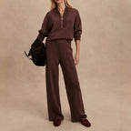 Women's Clothing Zipper Casual Simple Knitting Two-piece Suit