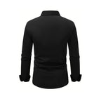 Men's Shirt Business Button Down Shirt Summer Solid Color Long Sleeve Lapel Vacation Shirt Fashion Temperament Casual Tops