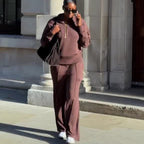 Women's Clothing Zipper Casual Simple Knitting Two-piece Suit