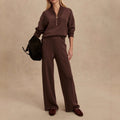 Women's Clothing Zipper Casual Simple Knitting Two-piece Suit